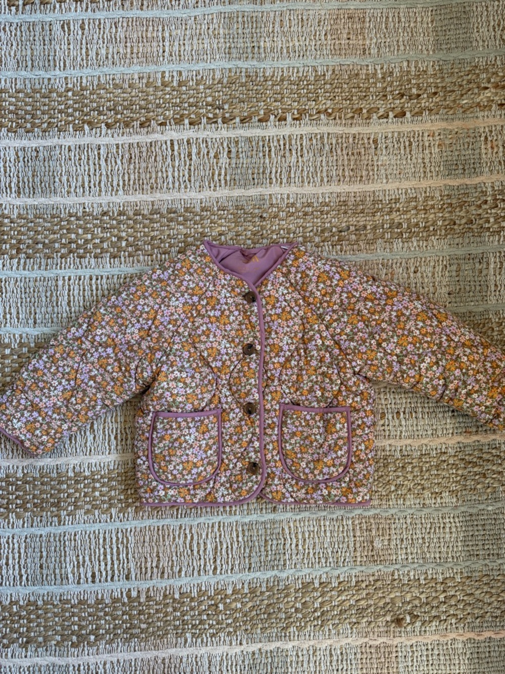 Zara Floral Quilted Jacket in Mauve and Mustard